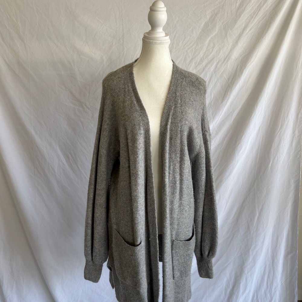 Madewell Soft Cozy Duster Gray Open Front Cardigan